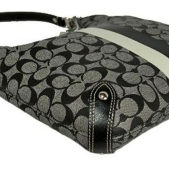 Coach Signature Stripe Chelsea Hobo Shoulder Bag Purse F14476 - Picture 4 of 9